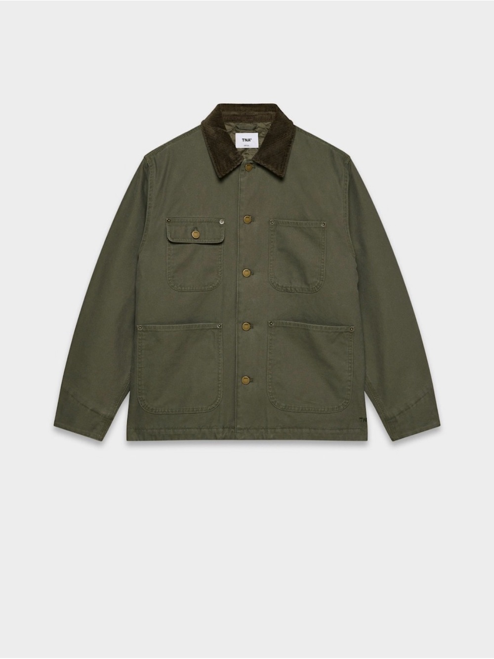 TNA Aritzia Barnett Lightweight Chore Jacket Olive Green Corduroy Collar